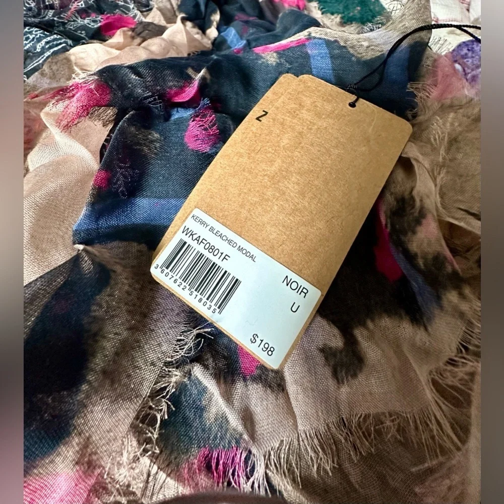 Zadig & Voltaire Kerry Bleached Modal Scarf Noir NWT